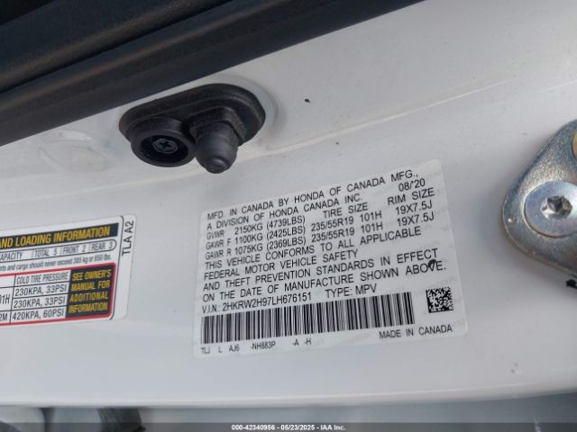 2HKRW2H97LH676151 Honda Cr-v Awd Touring