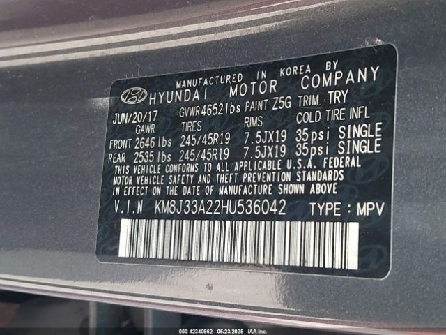 KM8J33A22HU536042 Hyundai Tucson Sport