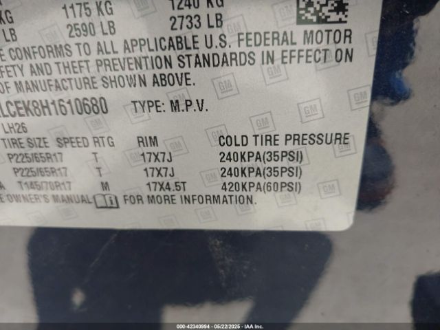 2GNALCEK8H1610680 Chevrolet EQUINOX LT