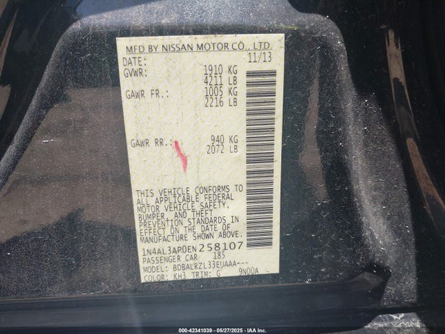 1N4AL3AP0EN258107 Nissan 2014