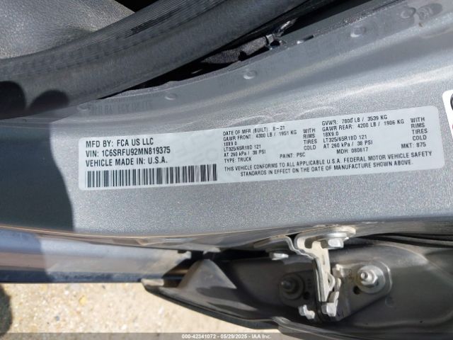 2021 RAM 1500 1C6SRFU92MN819375 Photo 8