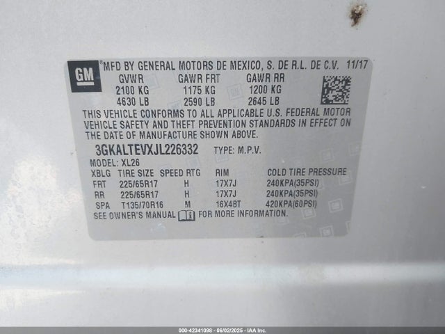3GKALTEVXJL226332 GMC lyx - direct injection, vvt, fgt, turbo, alum, gen 1