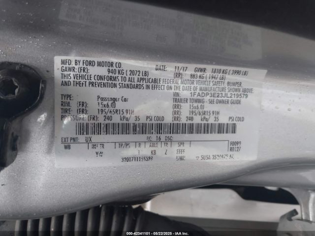 2018 FORD FOCUS 1FADP3E23JL219579 Photo 8