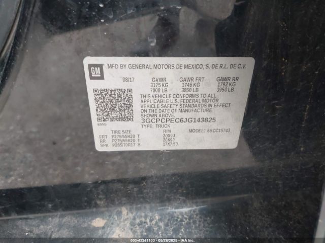 3GCPCPEC6JG143825 Chevrolet l83 - sidi: spark ignited direct injection, vvt: variable valve timing, afm, e85 max, alum