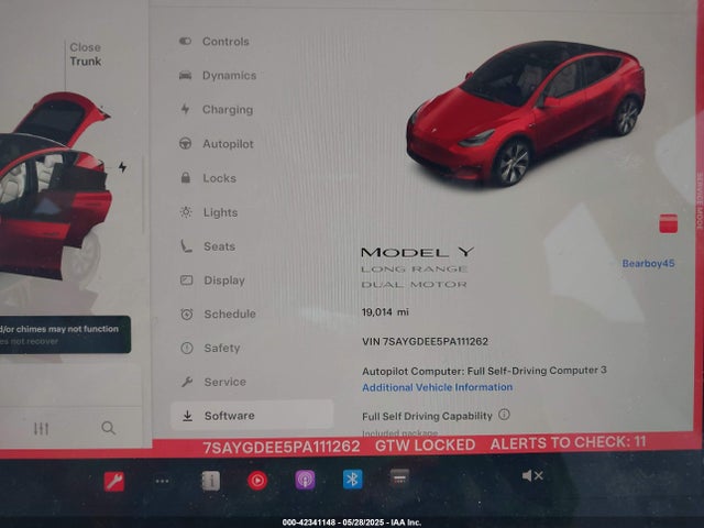 7SAYGDEE5PA111262 Tesla Model Y Awd/long Range Dual Motor All-wheel Drive