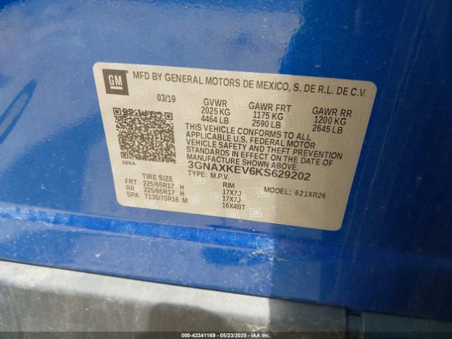 2019 CHEVROLET EQUINOX 3GNAXKEV6KS629202 Photo 8