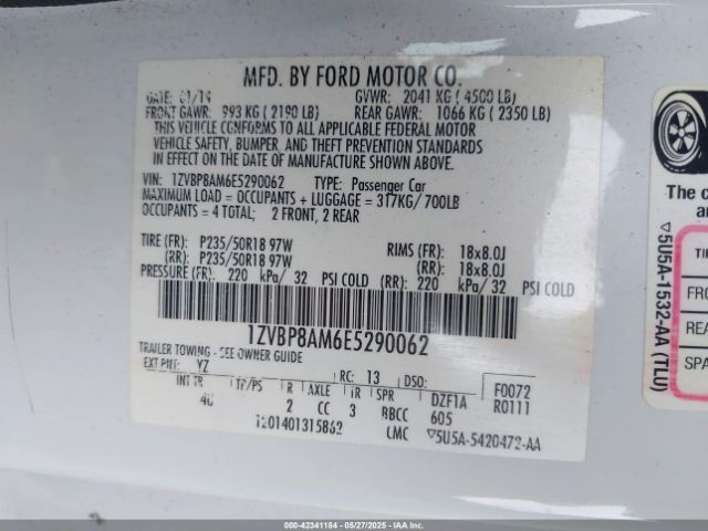 2014 FORD MUSTANG 1ZVBP8AM6E5290062 Photo 8