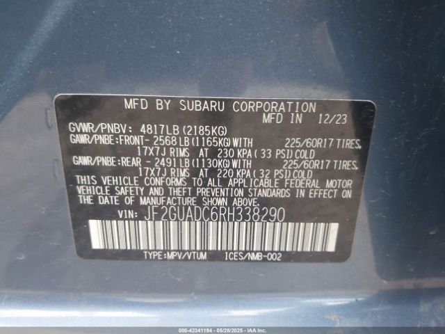2024 SUBARU CROSSTREK JF2GUADC6RH338290 Photo 8