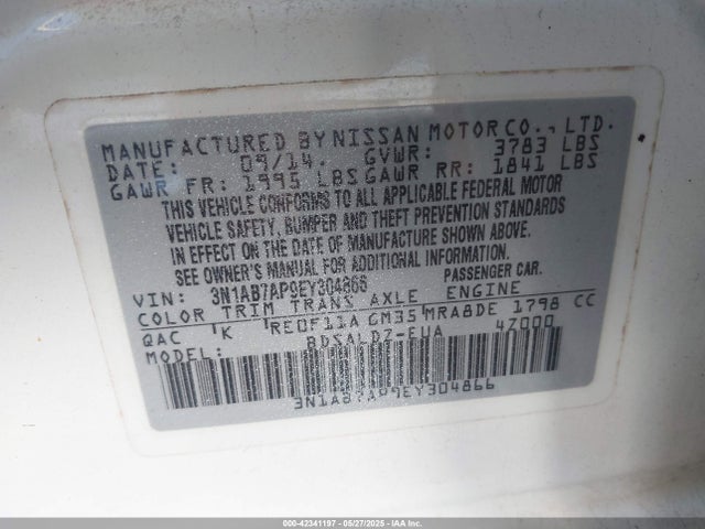3N1AB7AP9EY304866 Nissan SENTRA SV