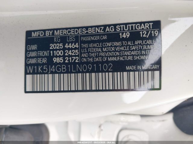 W1K5J4GB1LN091102 Mercedes-Benz CLA 250