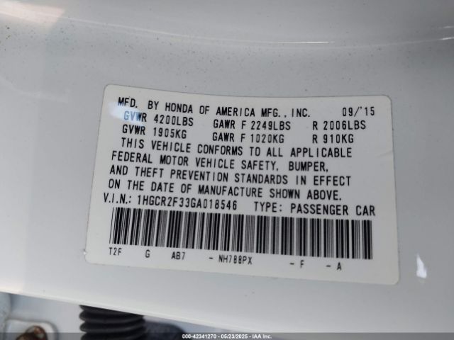 1HGCR2F33GA018546 Honda ACCORD LX