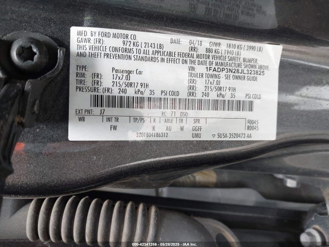 1FADP3N28JL323825 Ford 2.0l gdi