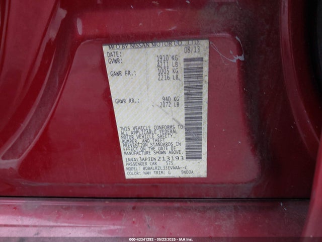 1N4AL3AP3EN213193 Nissan Altima 2.5 S