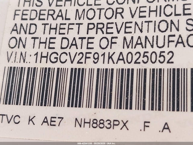 1HGCV2F91KA025052 Honda k20c4