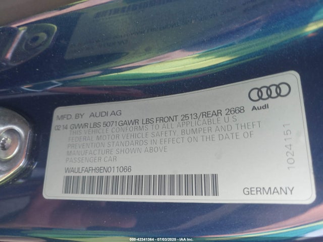 WAULFAFH9EN011066 Audi flex fuel engine