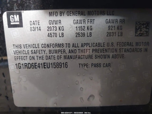 1G1RD6E41EU158916 Chevrolet Volt