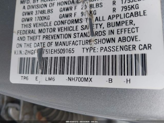 2HGFB2F51EH509165 Honda Civic Lx