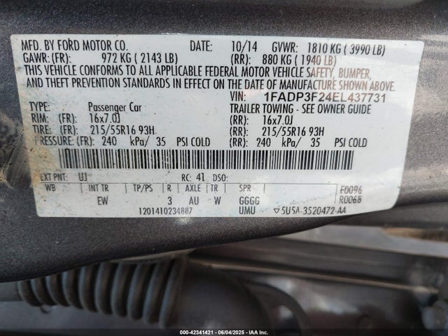1FADP3F24EL437731 Ford FOCUS SE