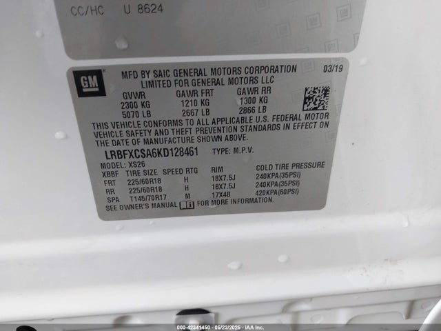 Buick lcv - spark ignited direct injection, variable valve timing, e85 max, e0-e100, alum 2019 LRBFXCSA6KD128461 Image 9