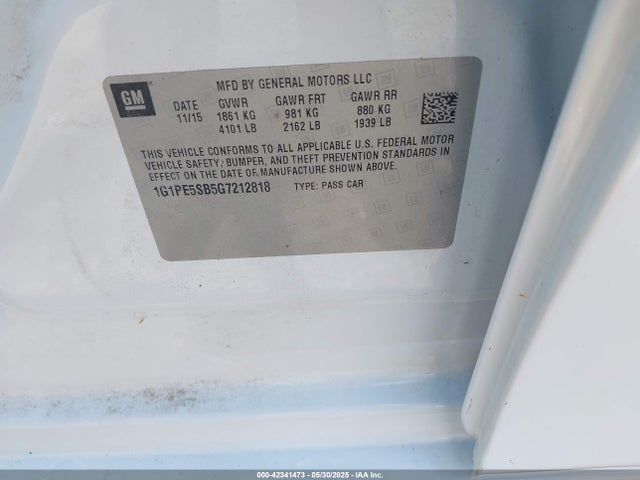 1G1PE5SB5G7212818 Chevrolet luv - vvt, alum, e85 max