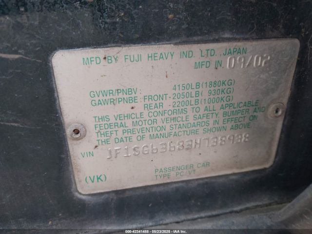 2003 SUBARU FORESTER JF1SG63683H738938 Photo 8