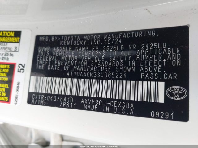 4T1DAACK3SU065224 Toyota CAMRY SE