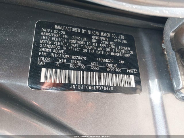 JN1BJ1CW6LW378470 Nissan Rogue Sport Sv Awd Xtronic Cvt