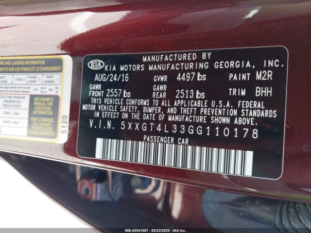 5XXGT4L33GG110178 KIA Optima Lx