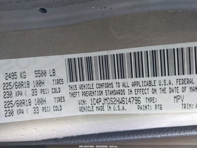 1C4PJMDS2HW614796 Jeep Cherokee Limited 4x4