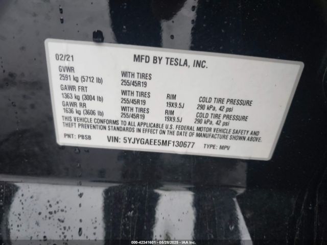 2021 TESLA MODEL Y 5YJYGAEE5MF130677 Photo 8