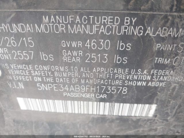 5NPE34AB9FH173578 Hyundai dohc t-gdi theta-ii