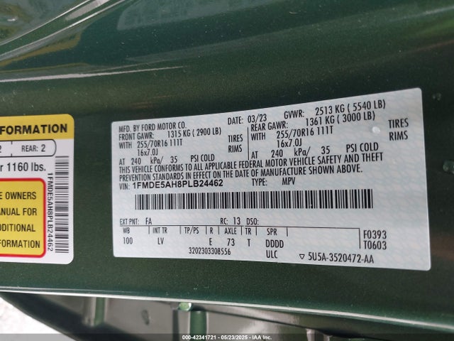 1FMDE5AH8PLB24462 Ford ecoboost