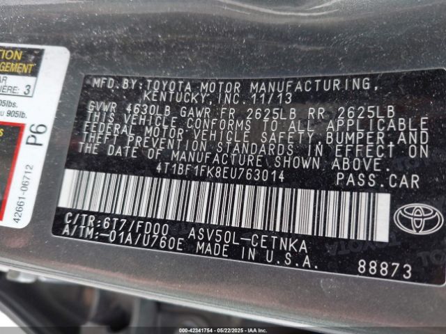 4T1BF1FK8EU763014 Toyota Camry L/le/se/se Sport/xle