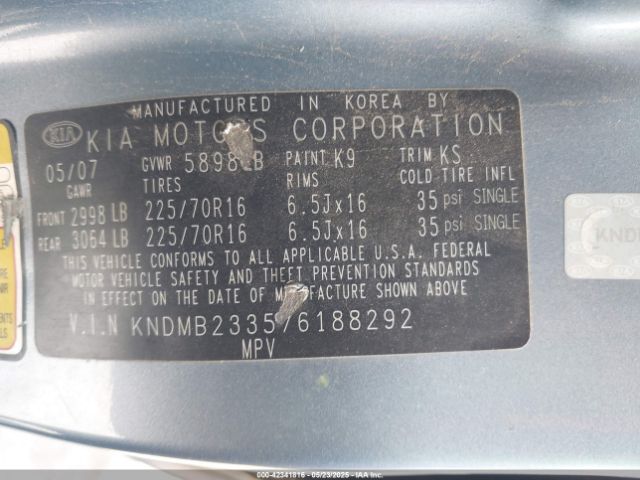 2007 KIA SEDONA KNDMB233576188292 Photo 8