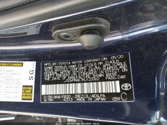 JTDVPMAE7MJ123362 Toyota COROLLA LE