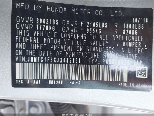 JHMFC1F3XJX042191 Honda Civic Ex-t