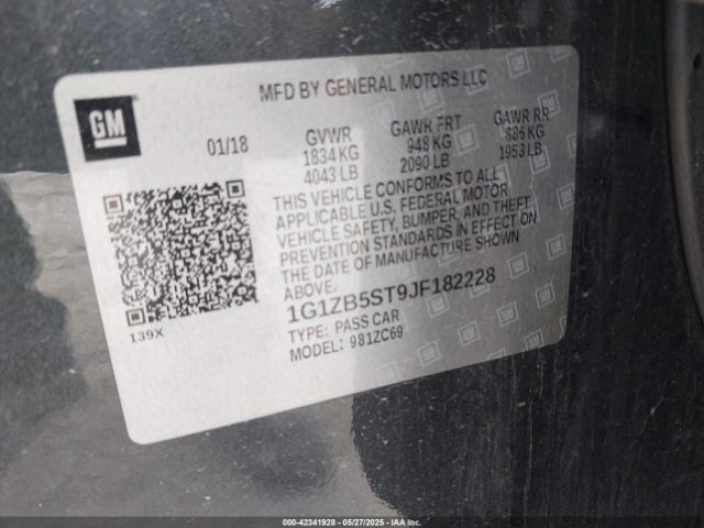 1G1ZB5ST9JF182228 Chevrolet Malibu 1ls