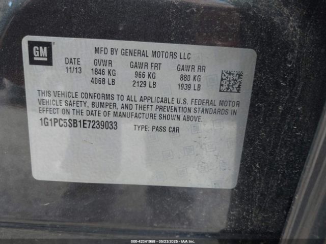1G1PC5SB1E7239033 Chevrolet Cruze 1lt Auto