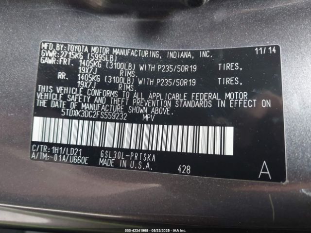 2015 TOYOTA SIENNA 5TDXK3DC2FS559232 Photo 8