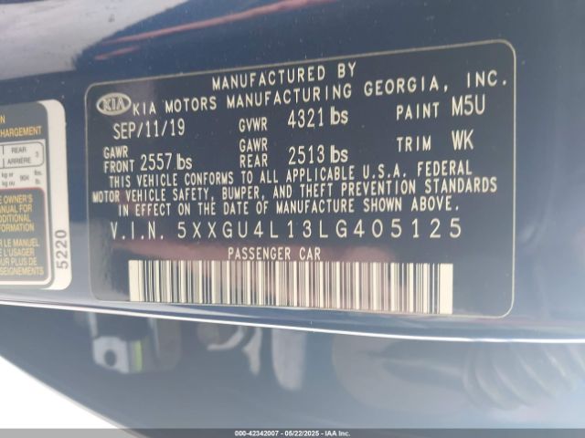 2020 KIA OPTIMA 5XXGU4L13LG405125 Photo 8