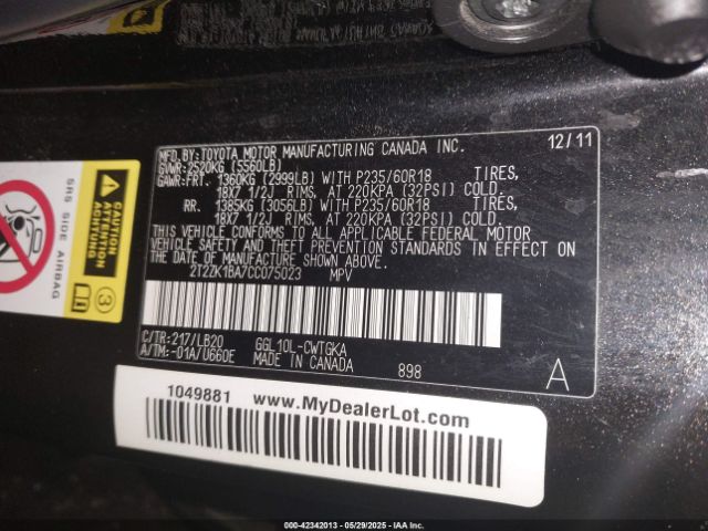 2012 LEXUS RX 350 2T2ZK1BA7CC075023 Photo 8