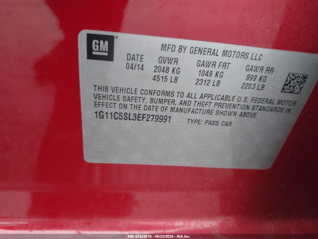 1G11C5SL3EF279991 Chevrolet MALIBU 1LT