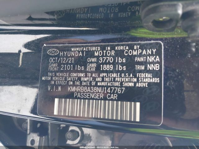 KMHRB8A38NU147767 Hyundai Venue Se