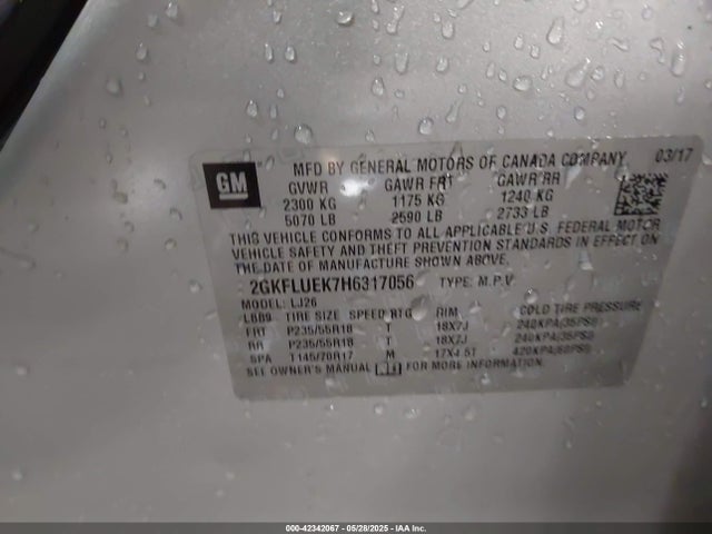 2GKFLUEK7H6317056 GMC lea - sidi: spark ignited direct injection, e85 max, alum