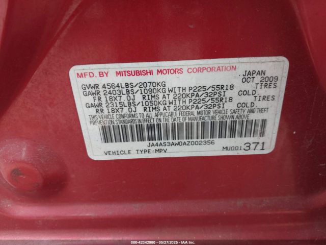 2010 MITSUBISHI OUTLANDER JA4AS3AW0AZ002356 Photo 8
