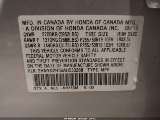 2010 ACURA MDX 2HNYD2H56AH533268 Photo 8