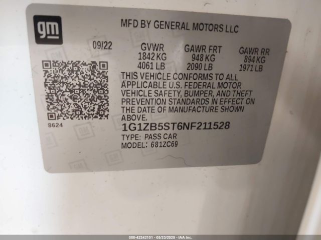 2022 CHEVROLET MALIBU 1G1ZB5ST6NF211528 Photo 8