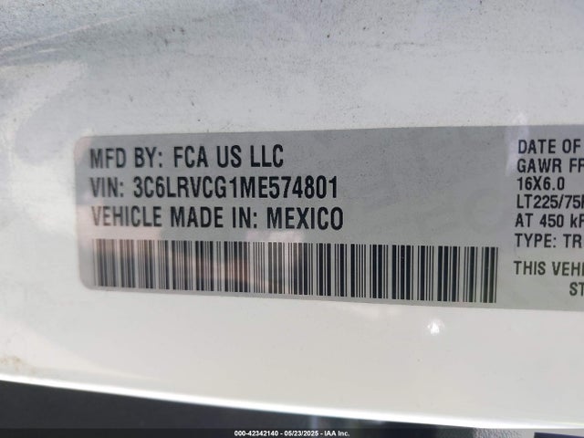 3C6LRVCG1ME574801 RAM Promaster 2500 High Roof 136 Wb