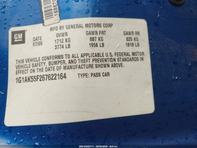 2006 CHEVROLET COBALT 1G1AK55F267622164 Photo 8