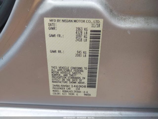 1N4BL4DV6KC146908 Nissan Altima